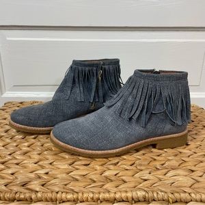 KATE SPADE for Saks Bestie Fringe Jean booties SZ 6.5